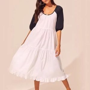 Black and white Solid and Striped dress